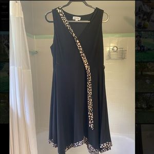Black sharkbite wrap dress cheetah print accent